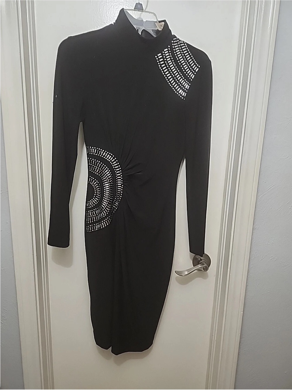 Joseph Ribkoff Black Long-Sleeve Dress with Silver Stud Accents